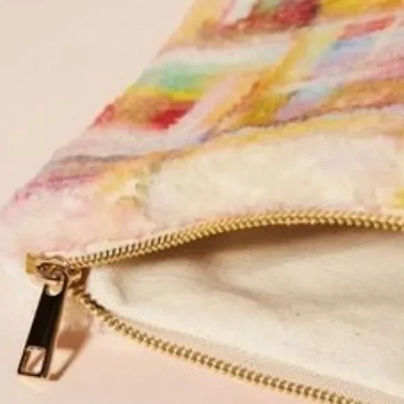 Anthropologie Blake Sherpa Geometric Zip Clutch Pouch Handbag NEW - Picture 4 of 7